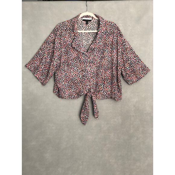 Eloquii Elements Women's 18 Tie Waist Camp Shirt - Picture 1 of 7